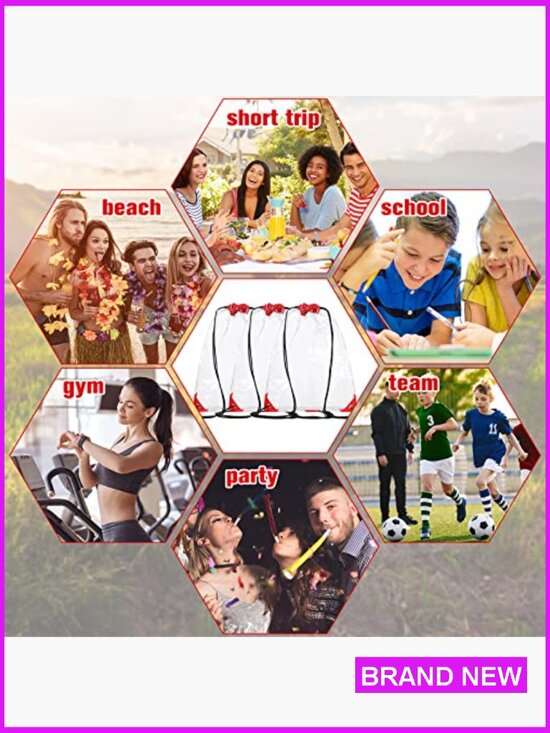 15 Clear Drawstring Backpacks PVC Waterproof Stadium Sport See Through Bags main image 6